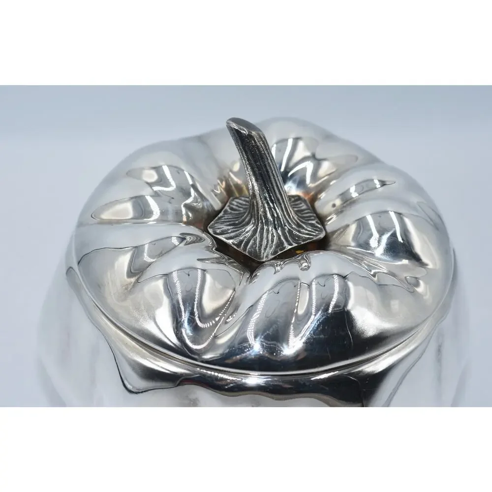 Vintage Silver Plated Pumpkin Ice Bucket by Teghini, Firenze, Italy c.1970